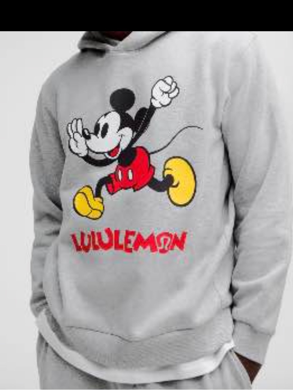 lululemon athletica Men's Gray Crewneck Sweater with Mickey Graphic